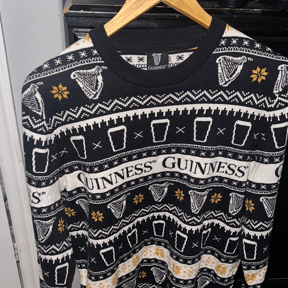 Guinness Black and Gold Patterned Crewneck Sweater